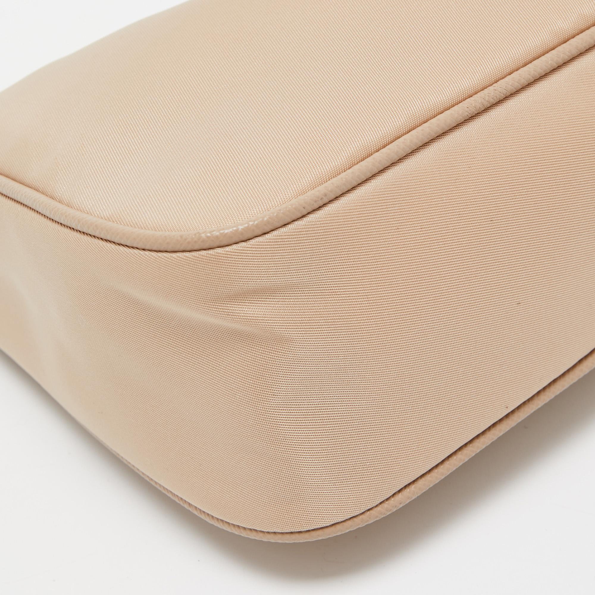 Prada Beige Nylon and Leather Re-Edition 2005 Baguette Bag 2