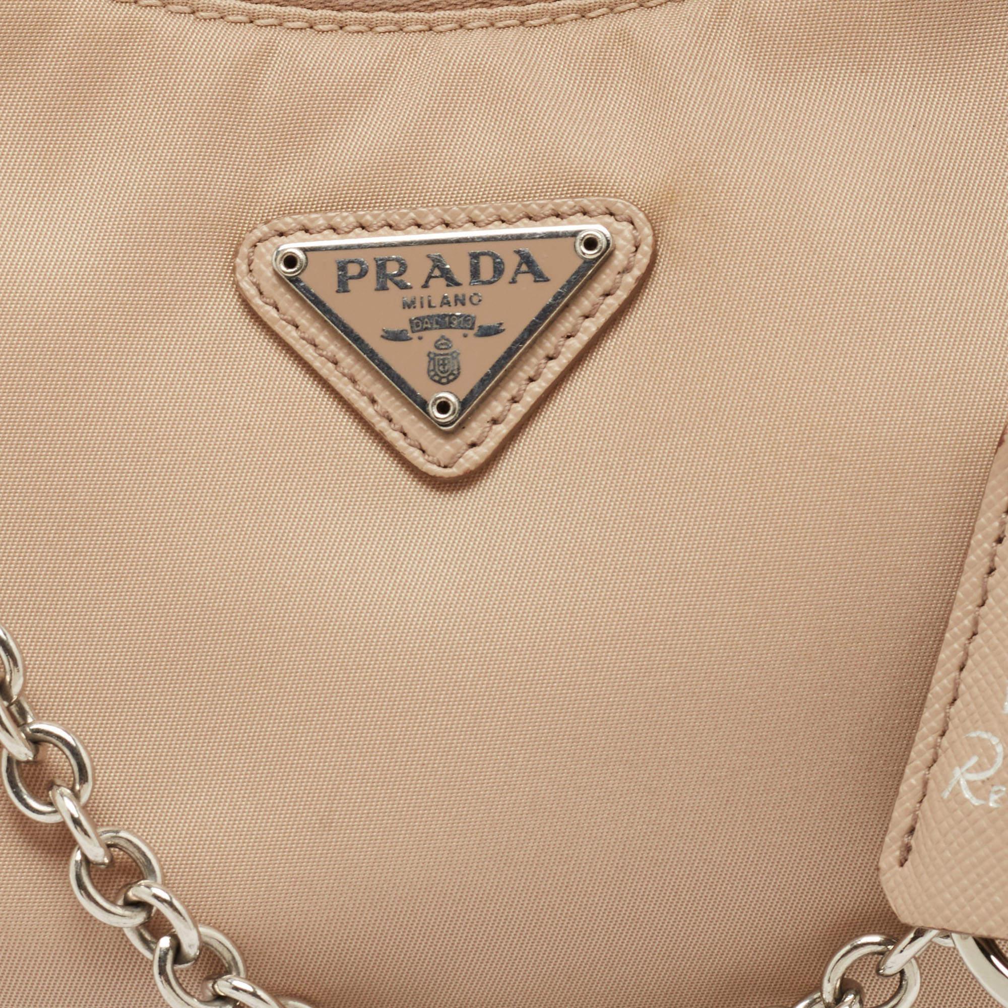 Women's Prada Beige Nylon and Leather Re-Edition 2005 Baguette Bag
