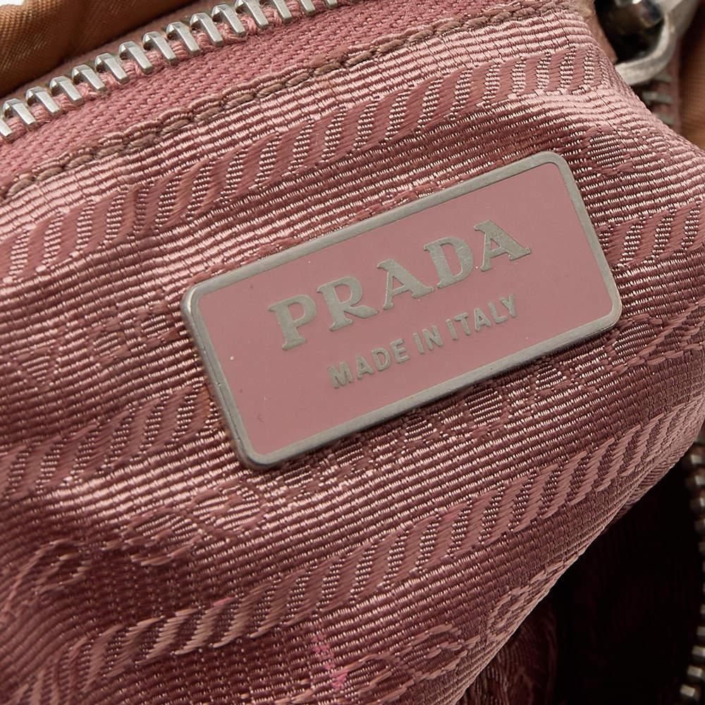 Women's Prada Beige Nylon and Python Details Embellished Shoulder Bag For Sale