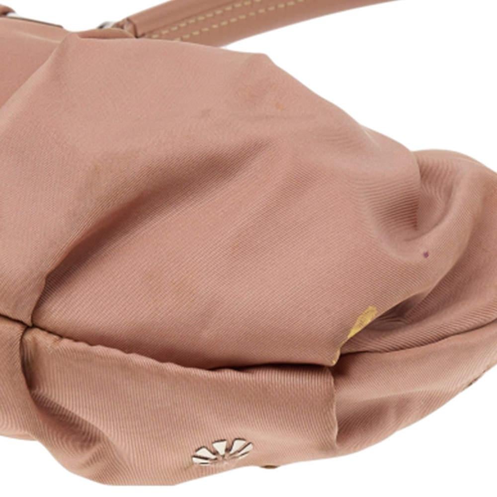 Prada Beige Nylon and Python Details Embellished Shoulder Bag For Sale 2