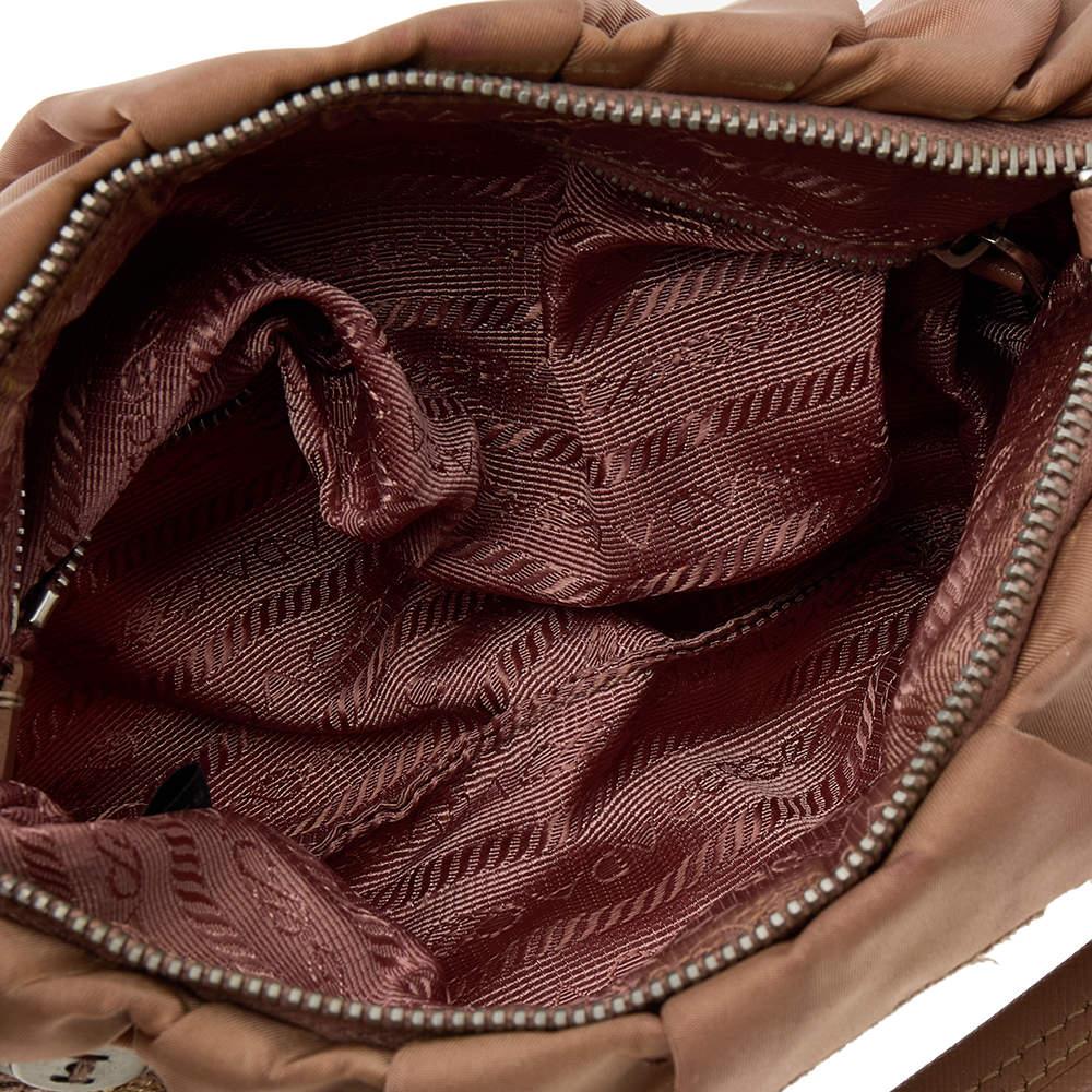 Prada Beige Nylon and Python Details Embellished Shoulder Bag For Sale 5