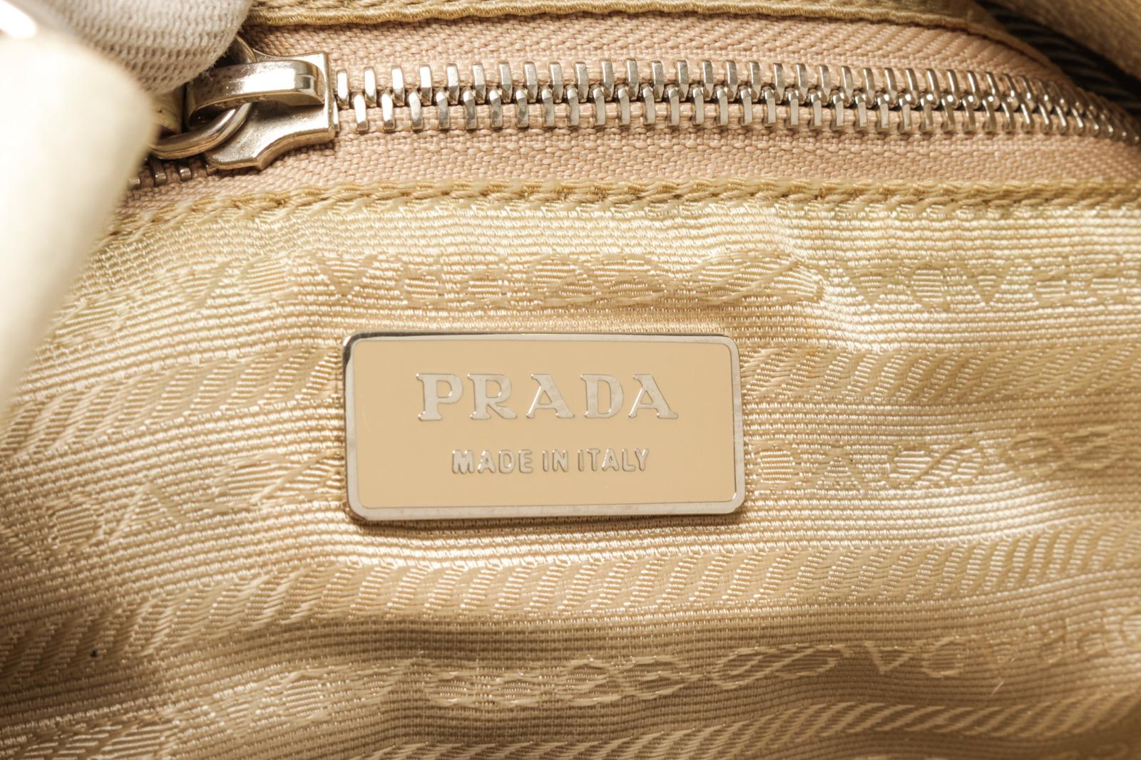 Prada Beige Nylon Leather Shoulder Bag at 1stDibs