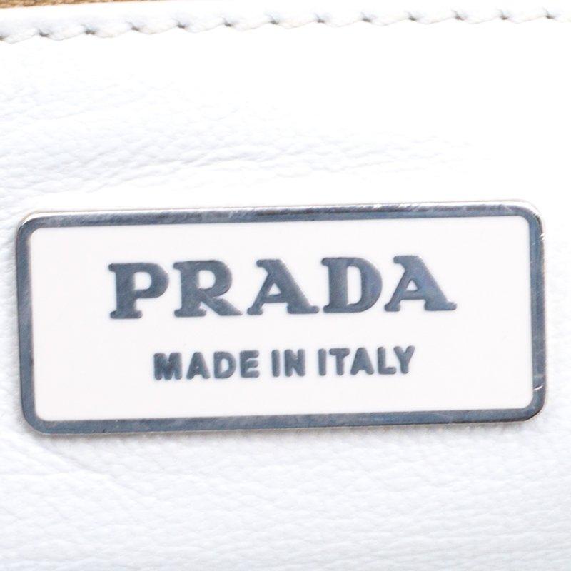 Prada Beige/Off White Raffia and Ostrich Leather Frame Satchel 3
