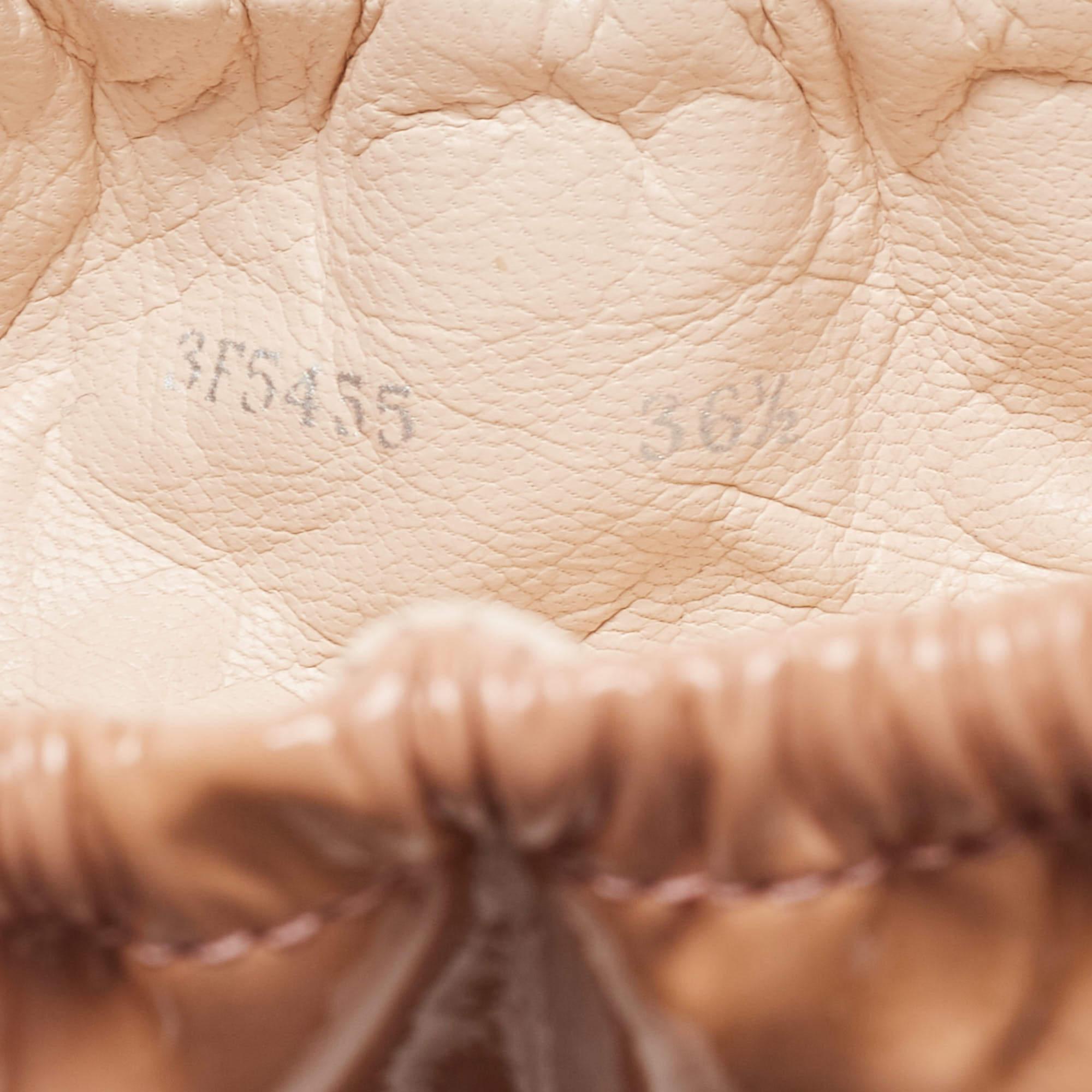 Women's Prada Beige Patent Leather Bow Scrunch Ballet Flats Size 36.5