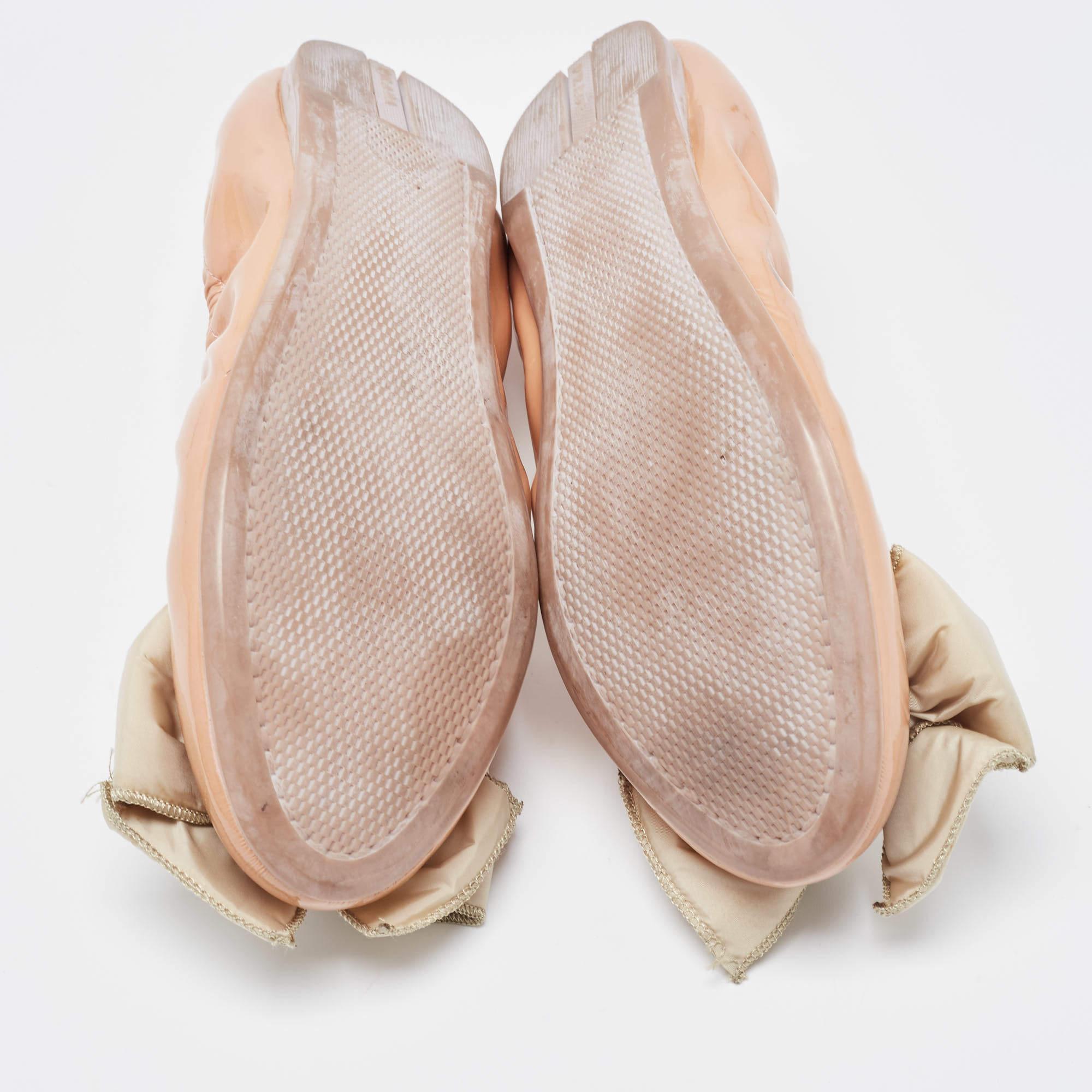 Prada Beige Patent Leather Bow Scrunch Ballet Flats Size 36.5 1