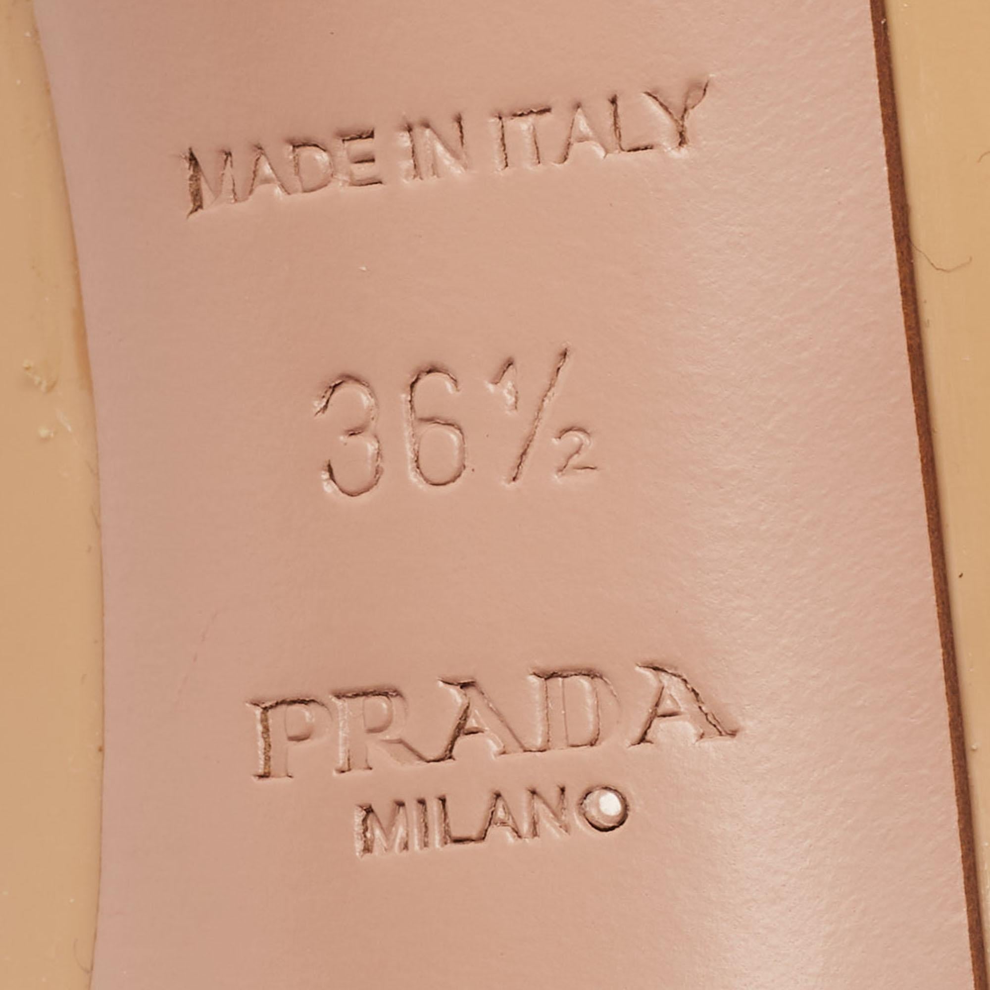 Prada Beige Patent Leather Peep Toe Pumps Size 36.5 3