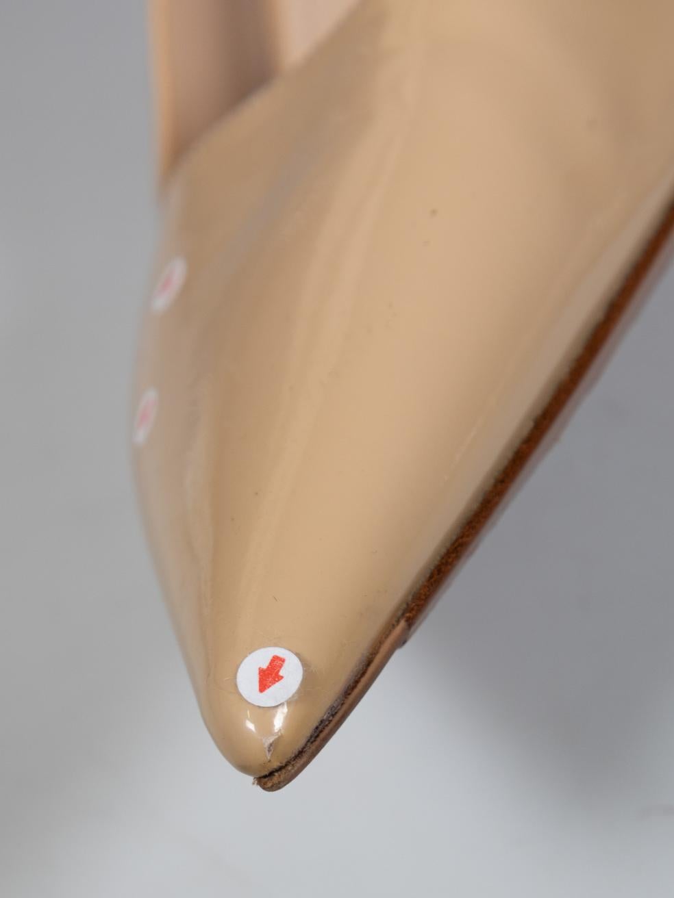 Prada Beige Patent Leather Point Toe Pumps Size IT 36.5 For Sale 2