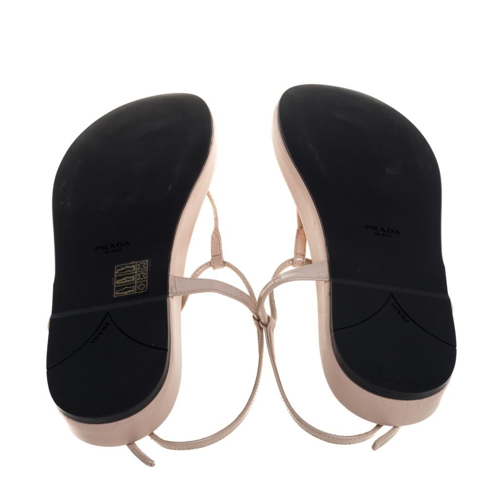 Prada Beige Patent Leather Thong Sandals Size 39 1