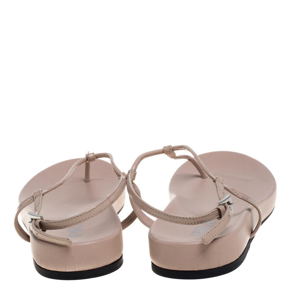Prada Beige Patent Leather Thong Sandals Size 39 2