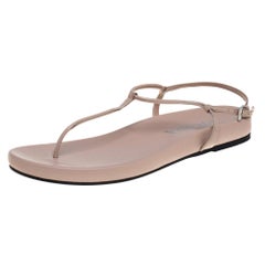 Prada Beige Patent Leather Thong Sandals Size 39
