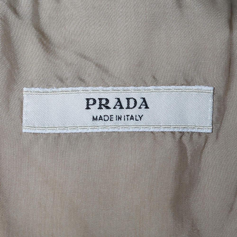 Prada Beige Pinstriped Cotton Button Front Blazer XL For Sale 2