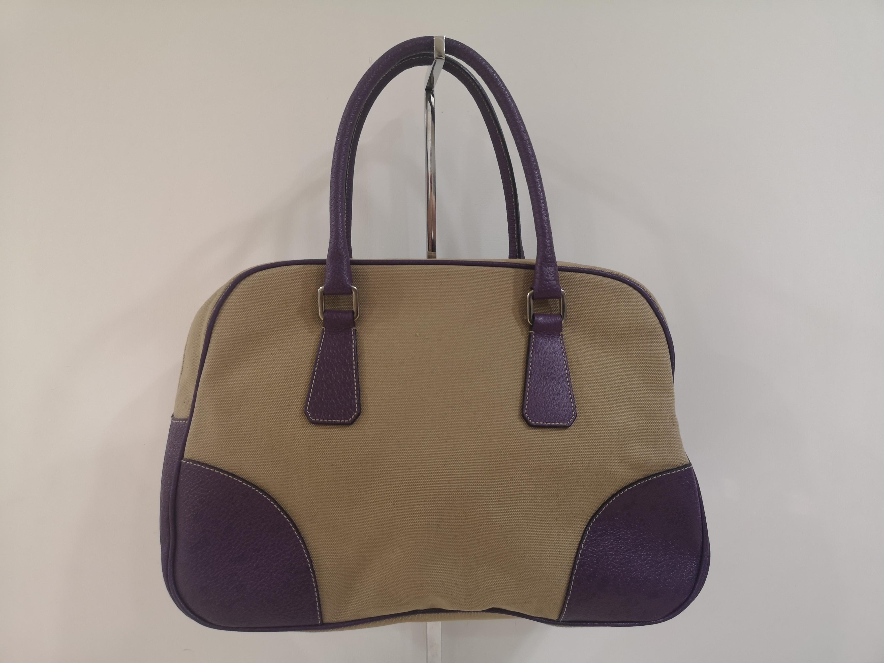 Gray Prada beige purple handle bag / Shoulder bag