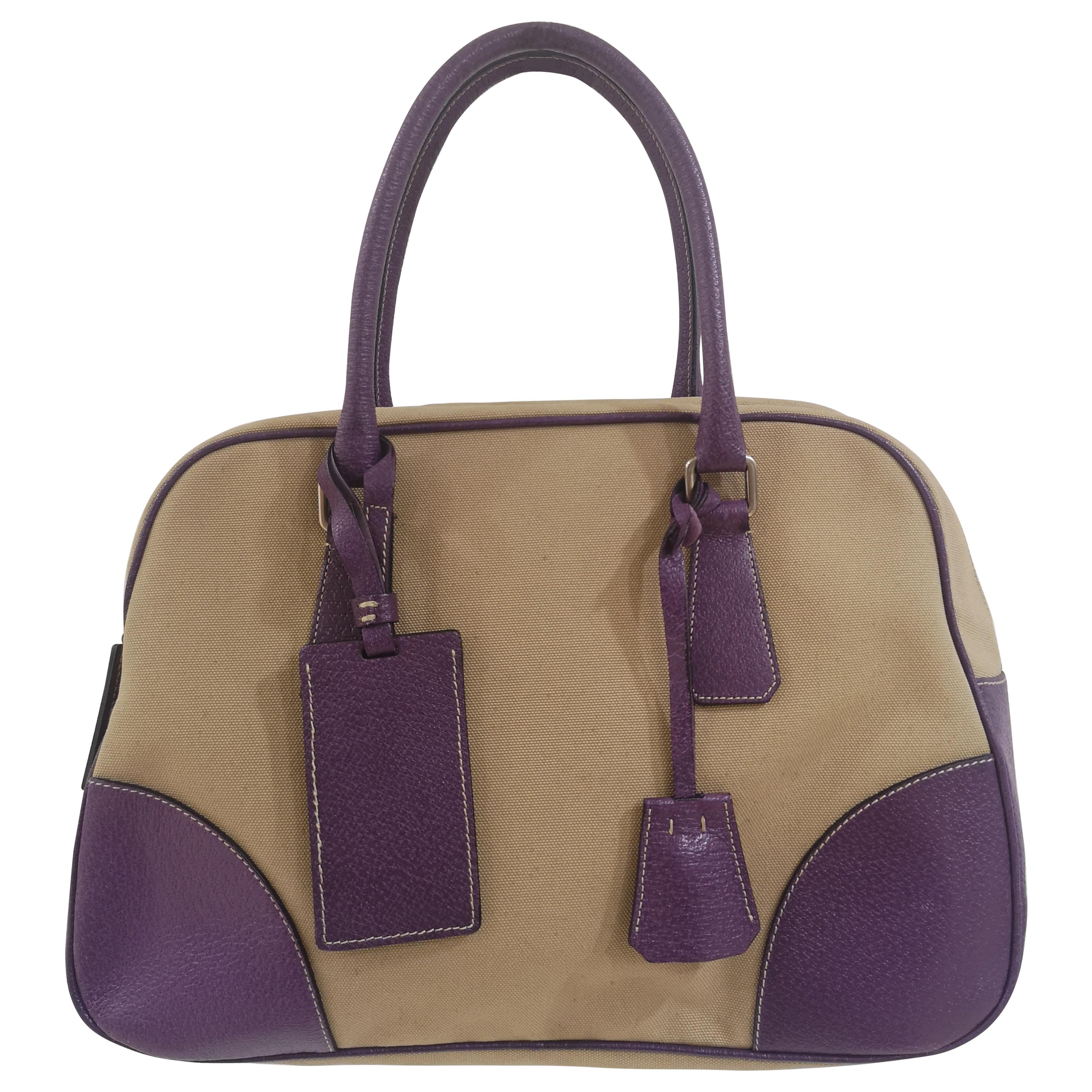 Prada beige purple handle bag / Shoulder bag
