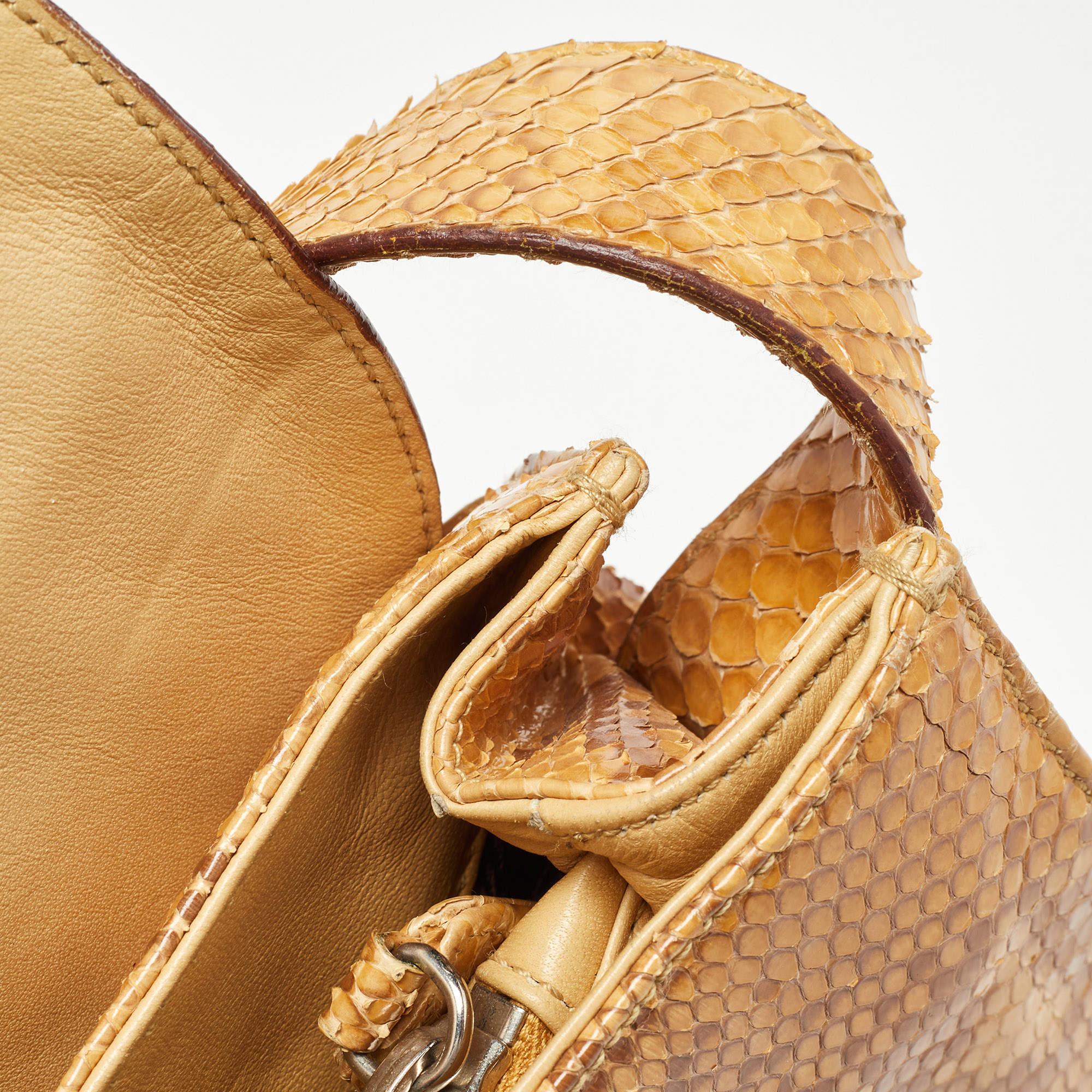 Prada Beige Python Flap Shoulder Bag 4