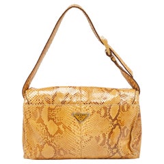 Prada Beige Python Flap Shoulder Bag