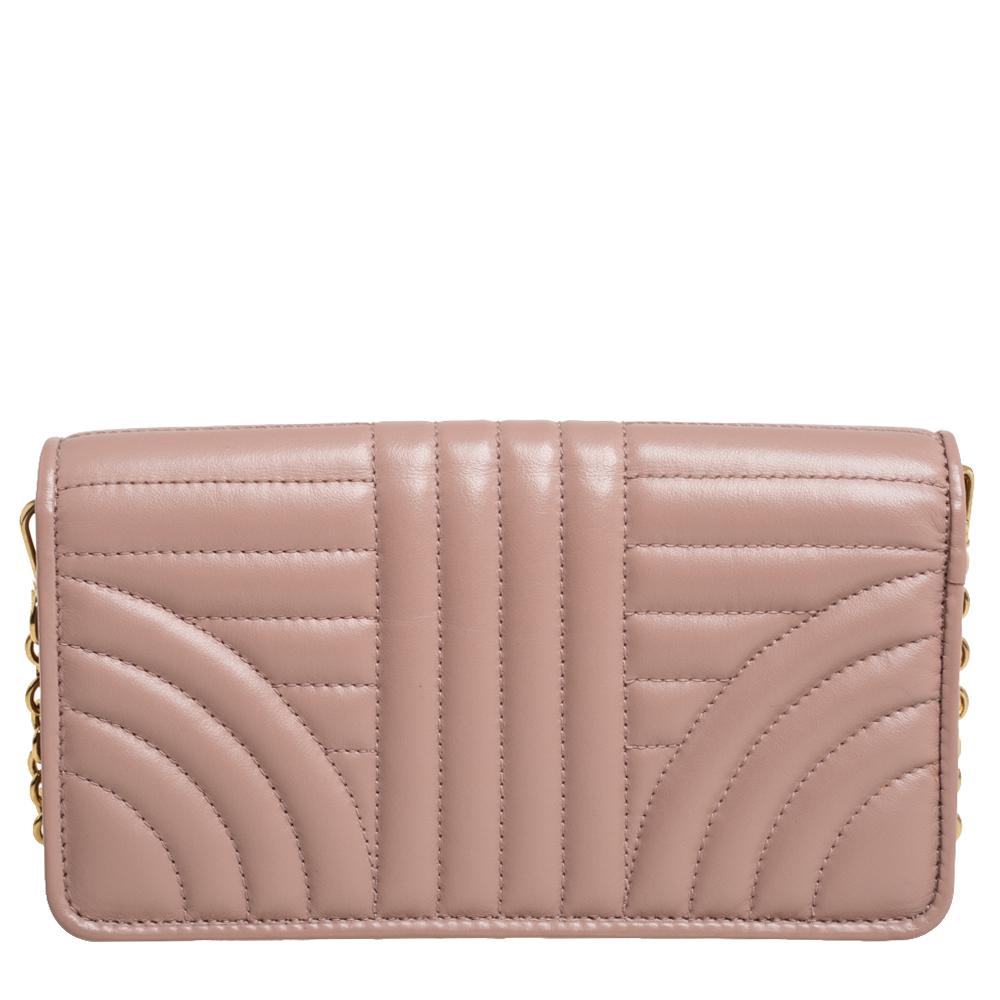 Women's Prada Beige Quilted Leather Diagramme Impunture Wallet