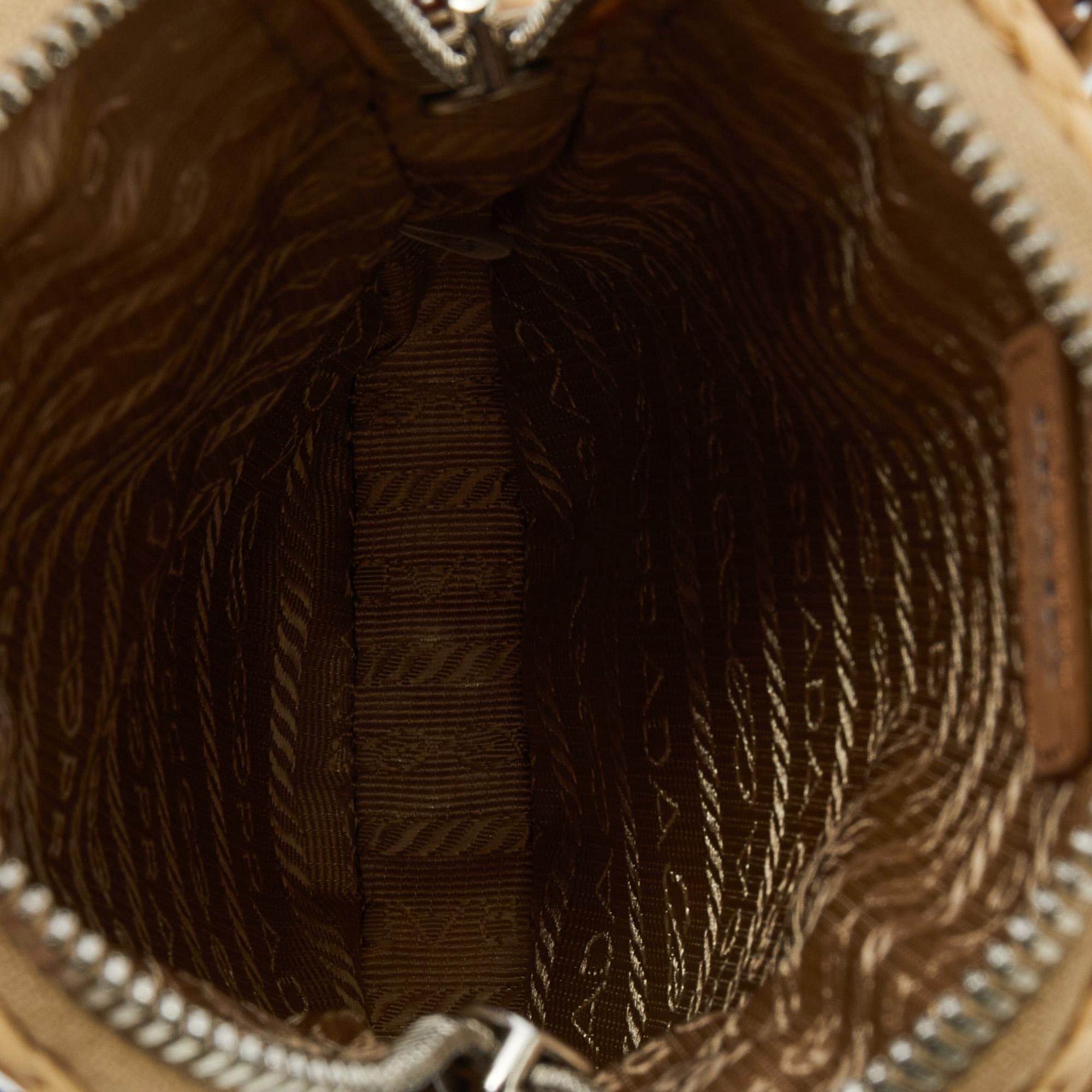 Prada Beige Raffia and Leather Mini Crossbody Bag 4
