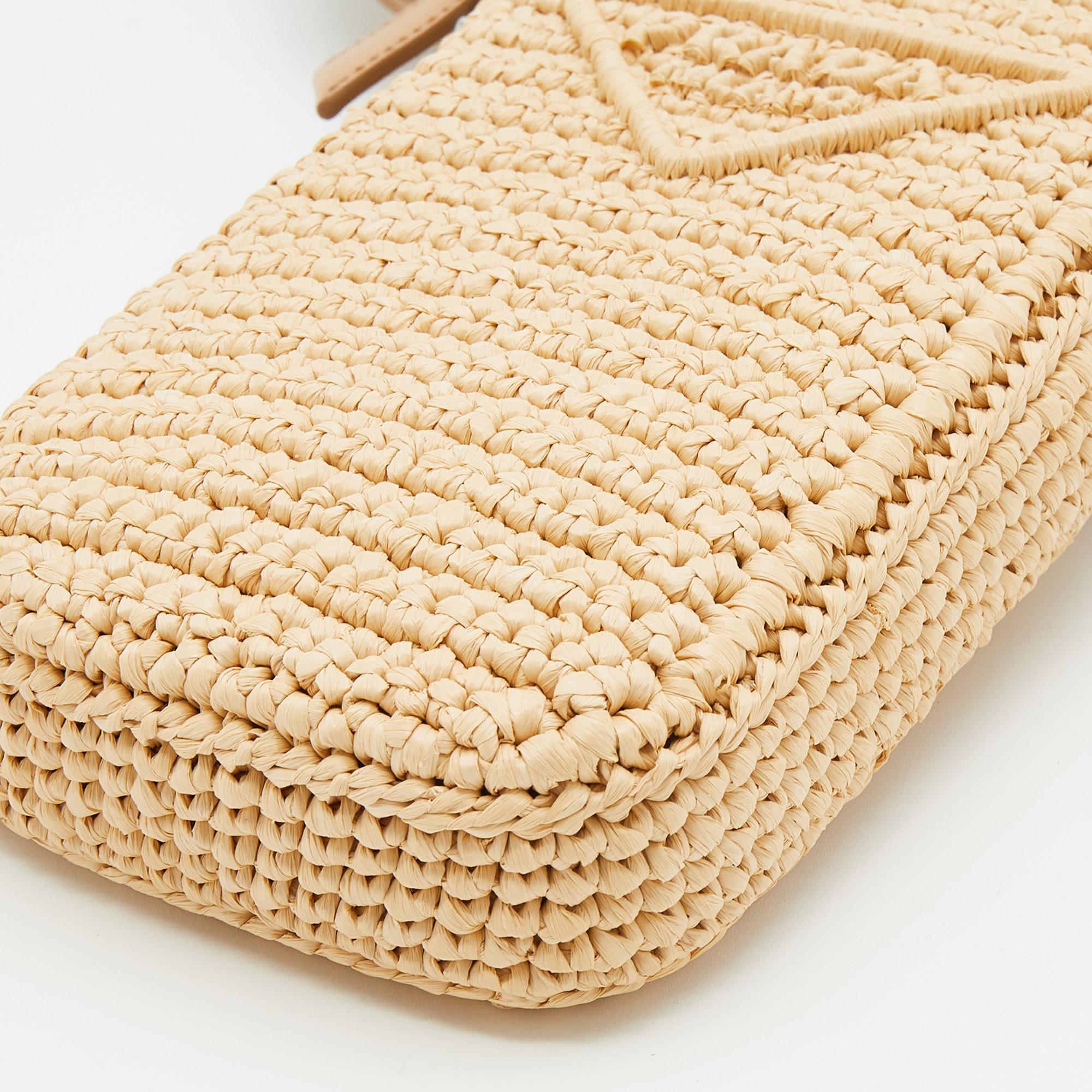 Prada Beige Raffia and Leather Mini Crossbody Bag 1