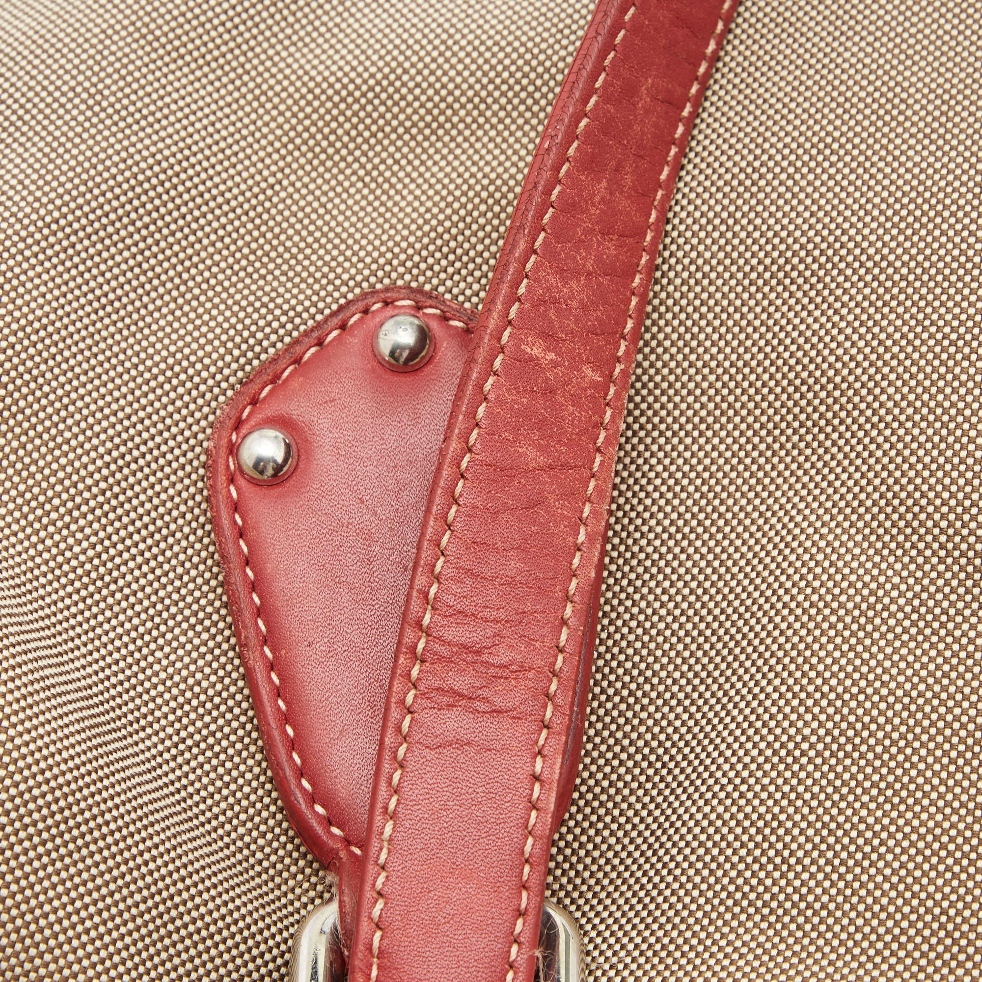 Prada Beige/Red Jacquard Logo Canvas Shoulder Bag 6