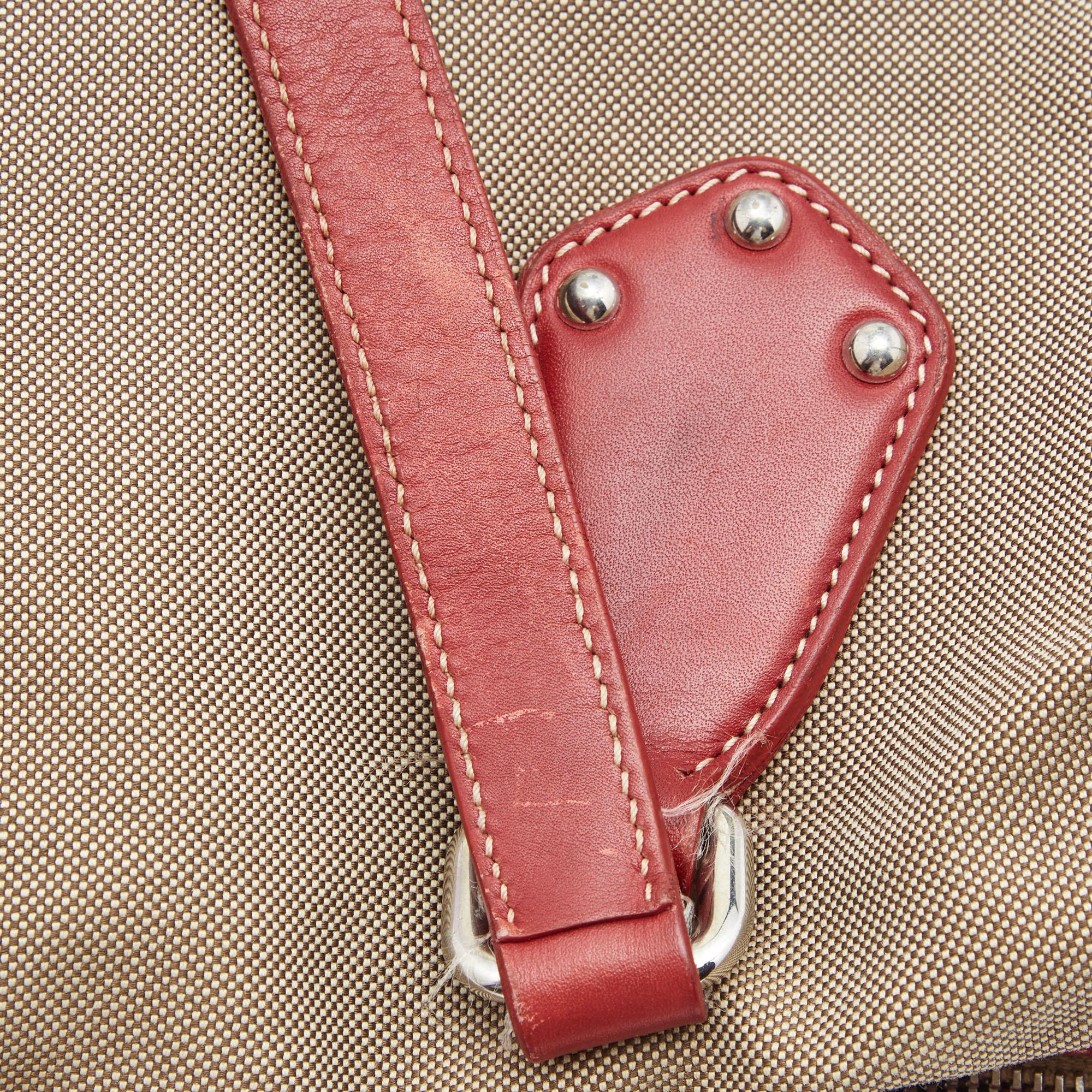 Prada Beige/Red Jacquard Logo Canvas Shoulder Bag 8