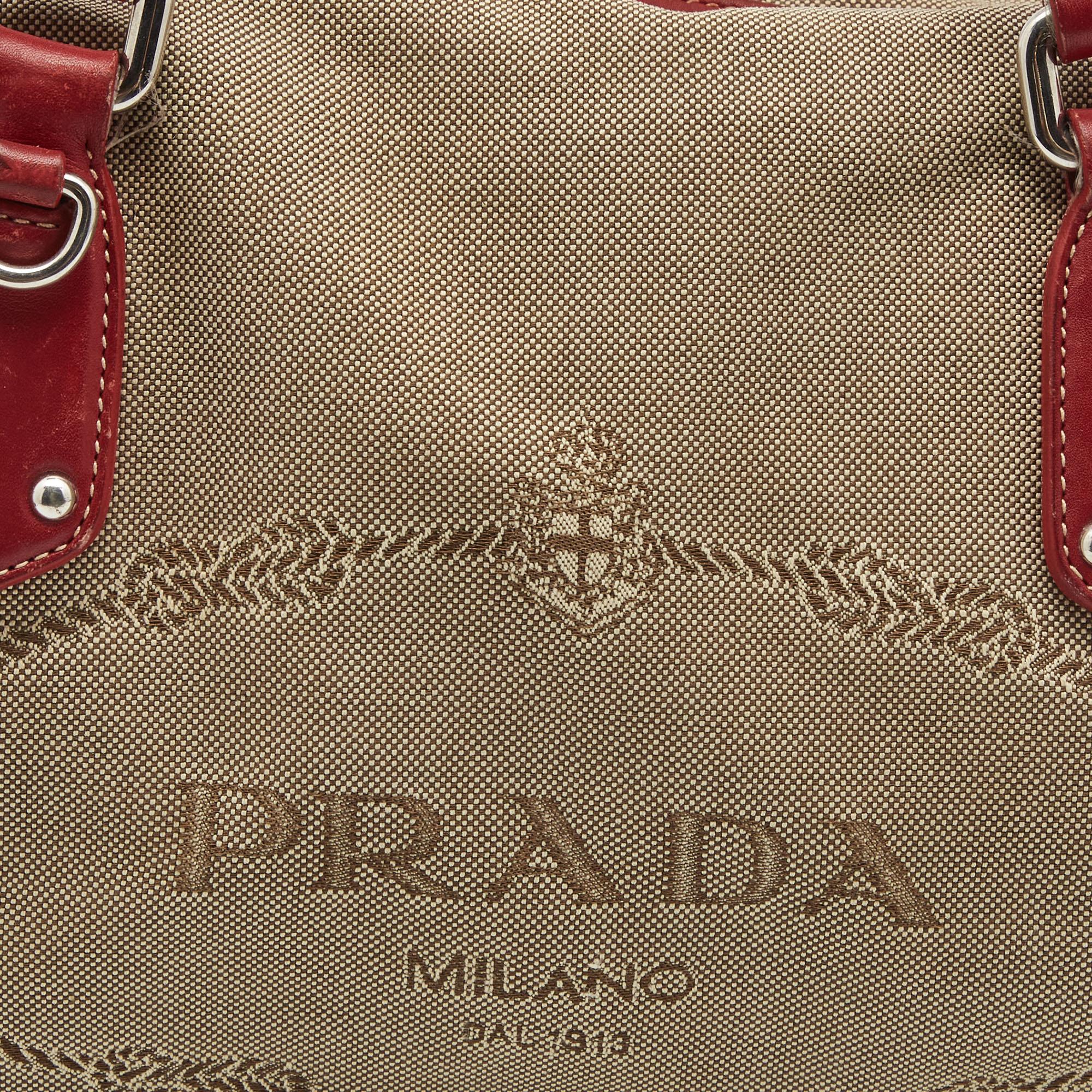 Prada Beige/Red Jacquard Logo Canvas Shoulder Bag 10