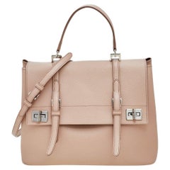 Prada Beige Leather Top Handle Bag For Sale at 1stDibs