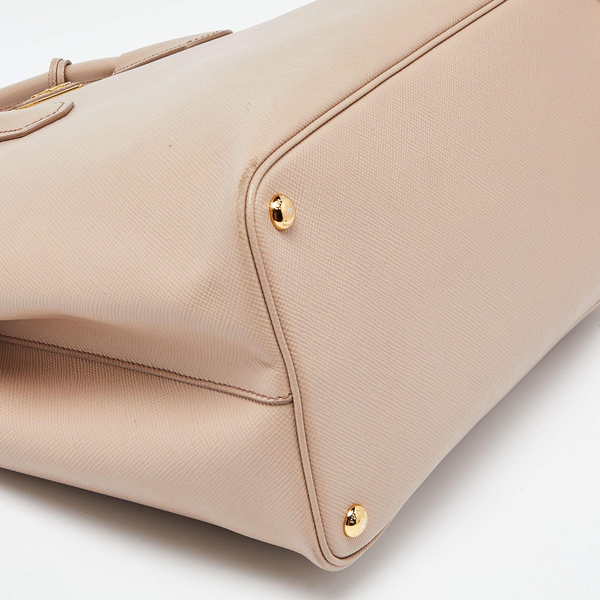 Prada Beige Saffiano Cuir Leather Large Double Handle Tote 6
