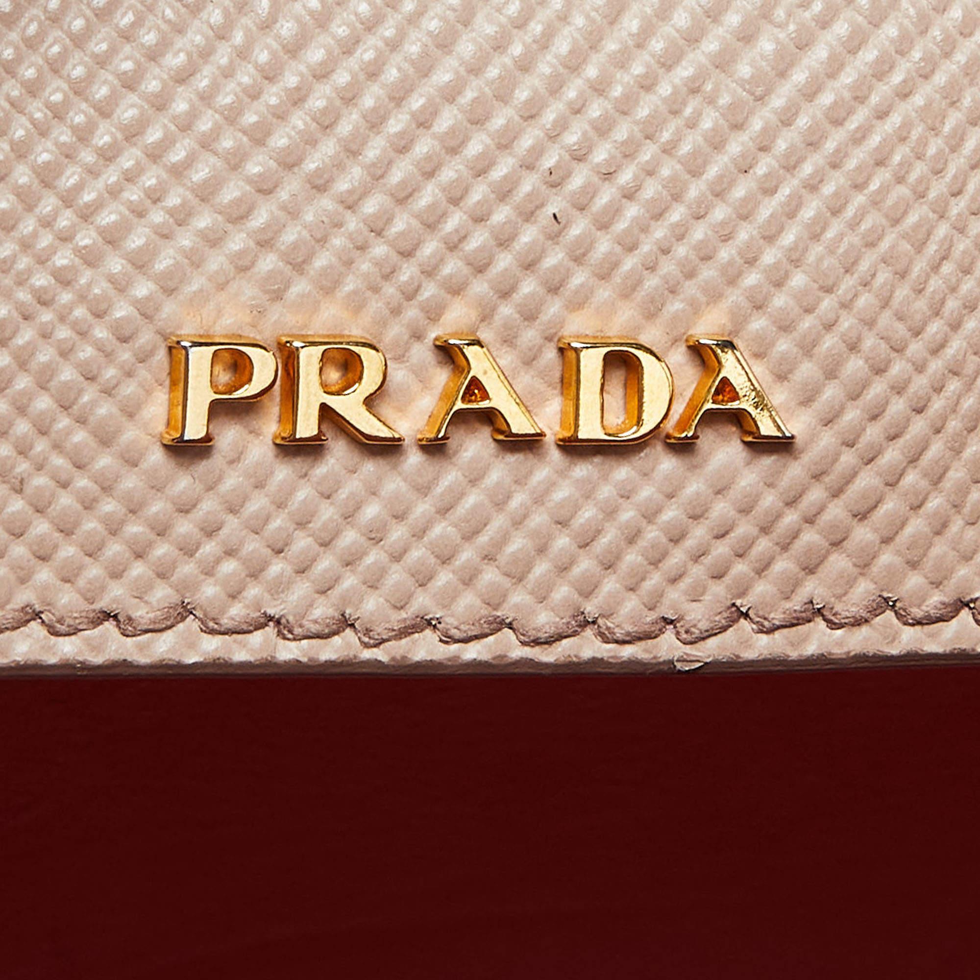 Prada Beige Saffiano Cuir Leather Large Double Handle Tote 5
