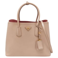 Prada Beige Saffiano Cuir Leather Large Double Handle Tote