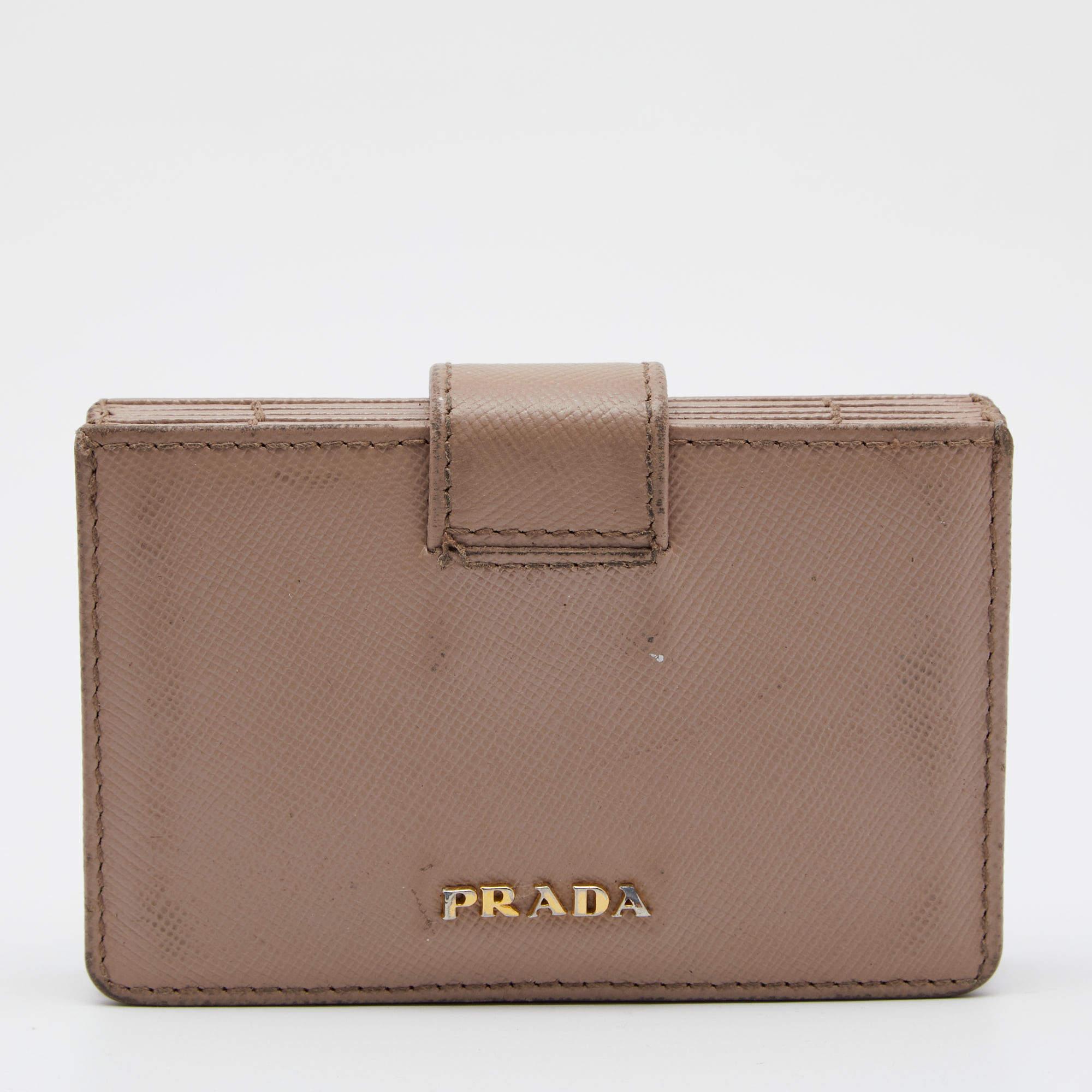 Women's Prada Beige Saffiano Leather 5 Gusset Card Holder
