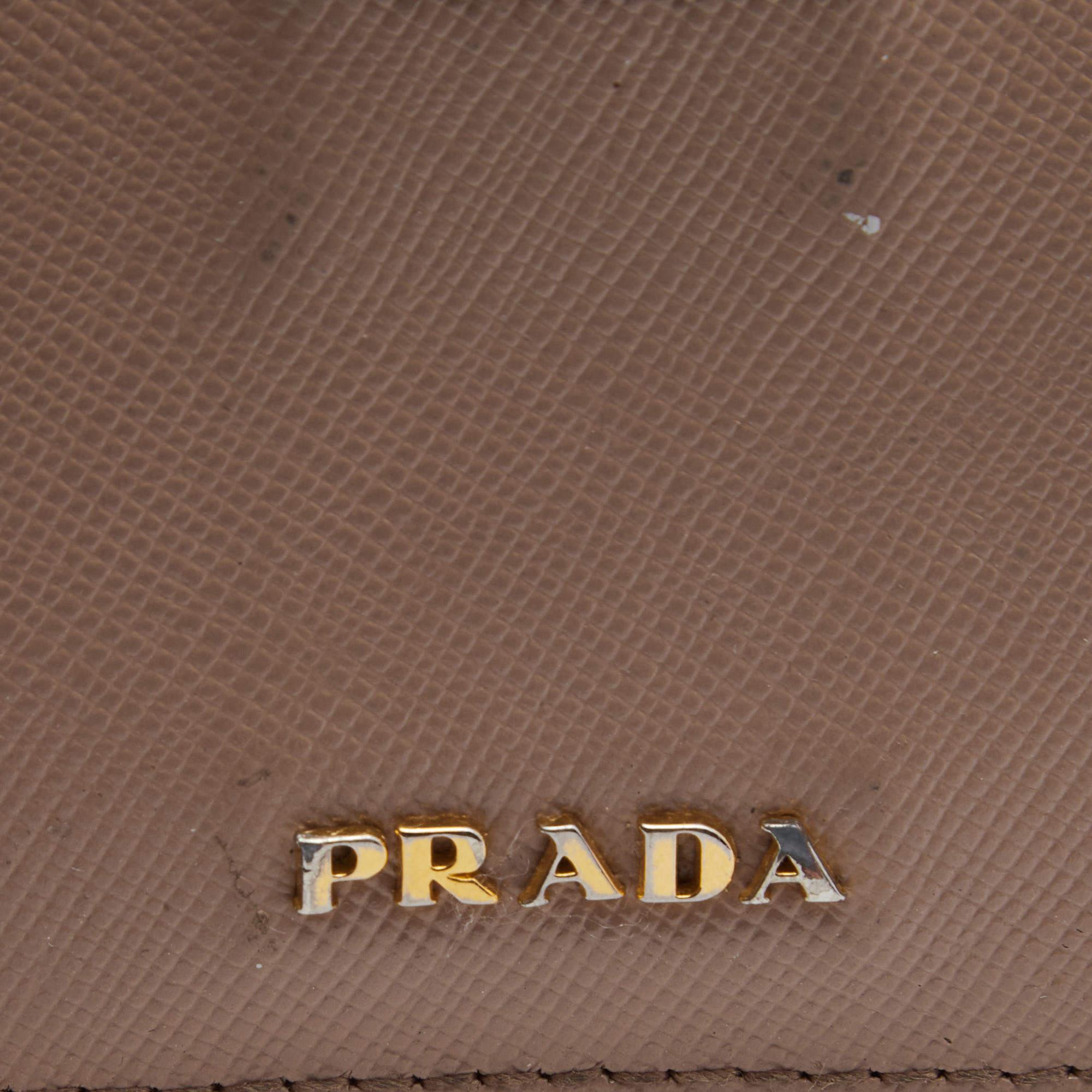 Prada Beige Saffiano Leather 5 Gusset Card Holder 1