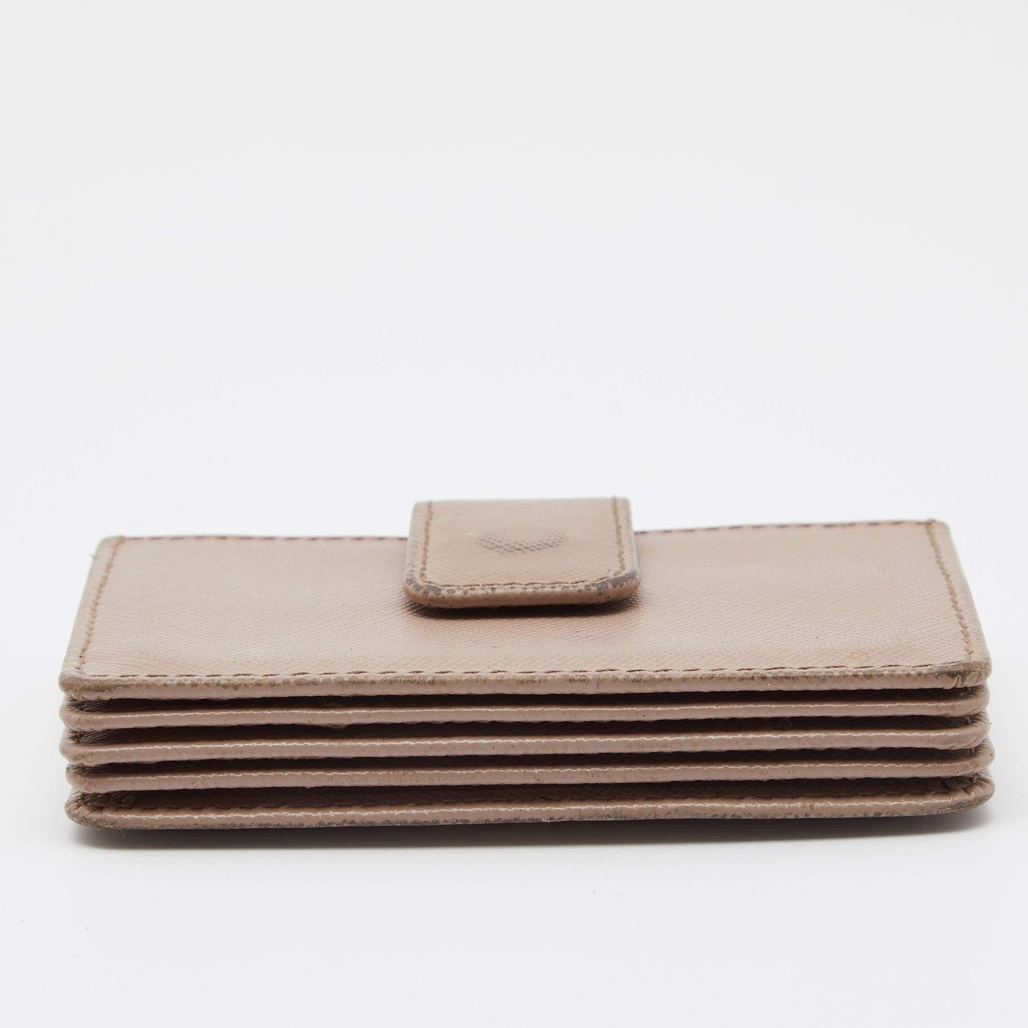 Prada Beige Saffiano Leather 5 Gusset Card Holder 3