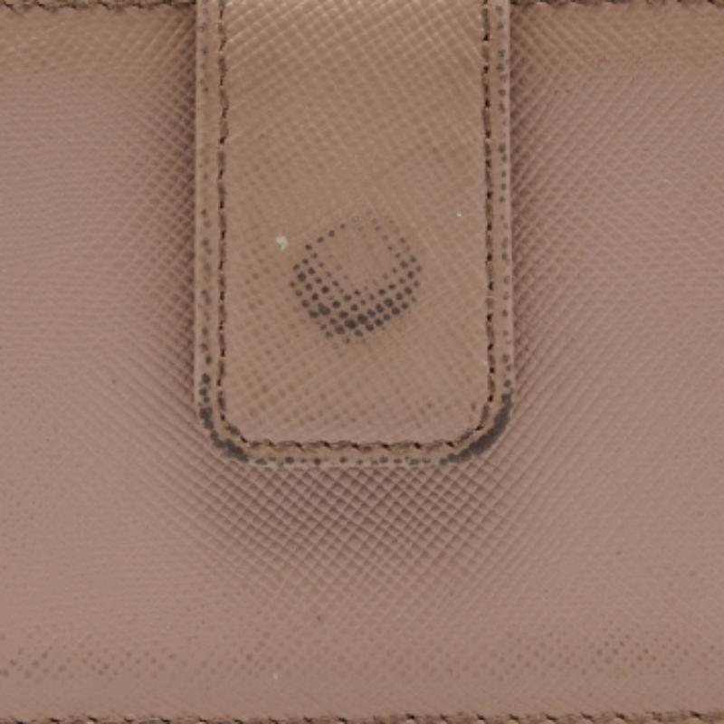 Prada Beige Saffiano Leather 5 Gusset Card Holder For Sale 4