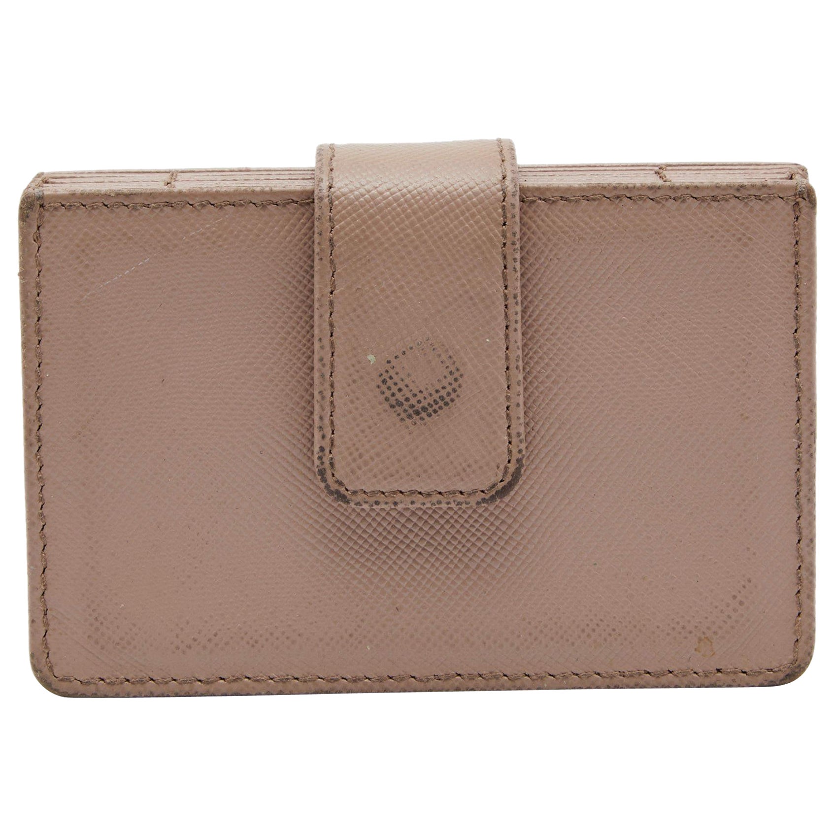 Prada Beige Saffiano Leather 5 Gusset Card Holder