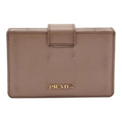 Prada Beige Saffiano Leather 5 Gusset Card Holder