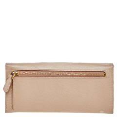 Prada Beige Saffiano Leather Bow Continental Wallet