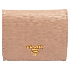 Prada Beige Saffiano Leather Compact Wallet