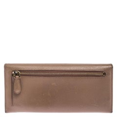 Prada Beige Saffiano Leather Continental Flap Wallet