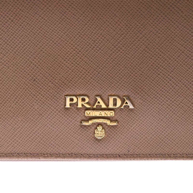 Women's Prada Beige Saffiano Leather Continental Flap Wallet