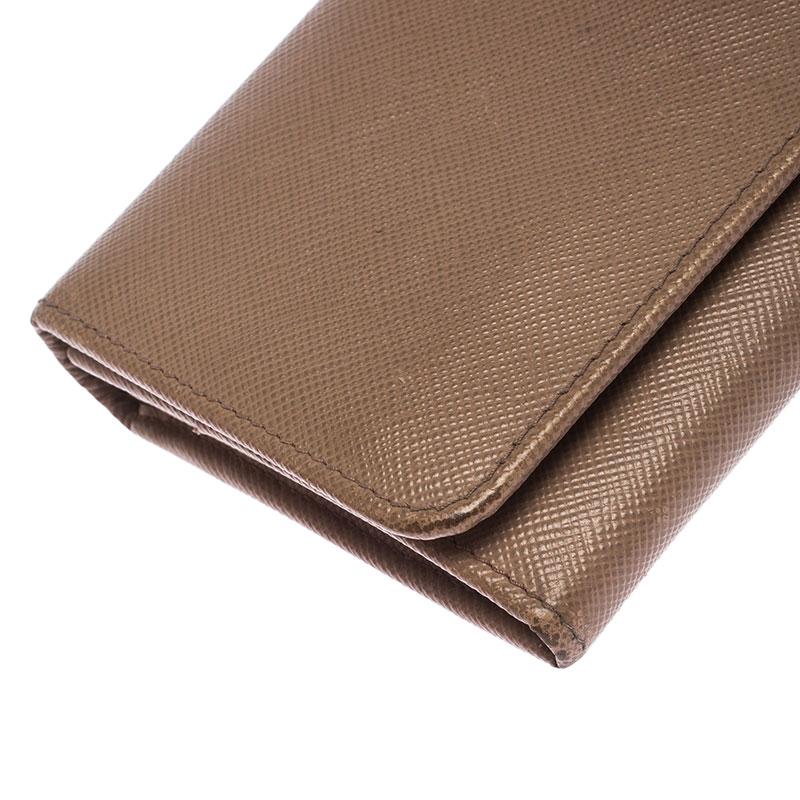 Prada Beige Saffiano Leather Continental Flap Wallet 3