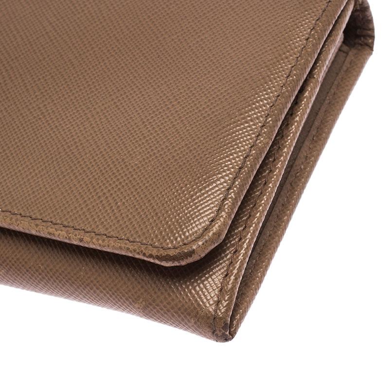 Prada Beige Saffiano Leather Continental Flap Wallet 4