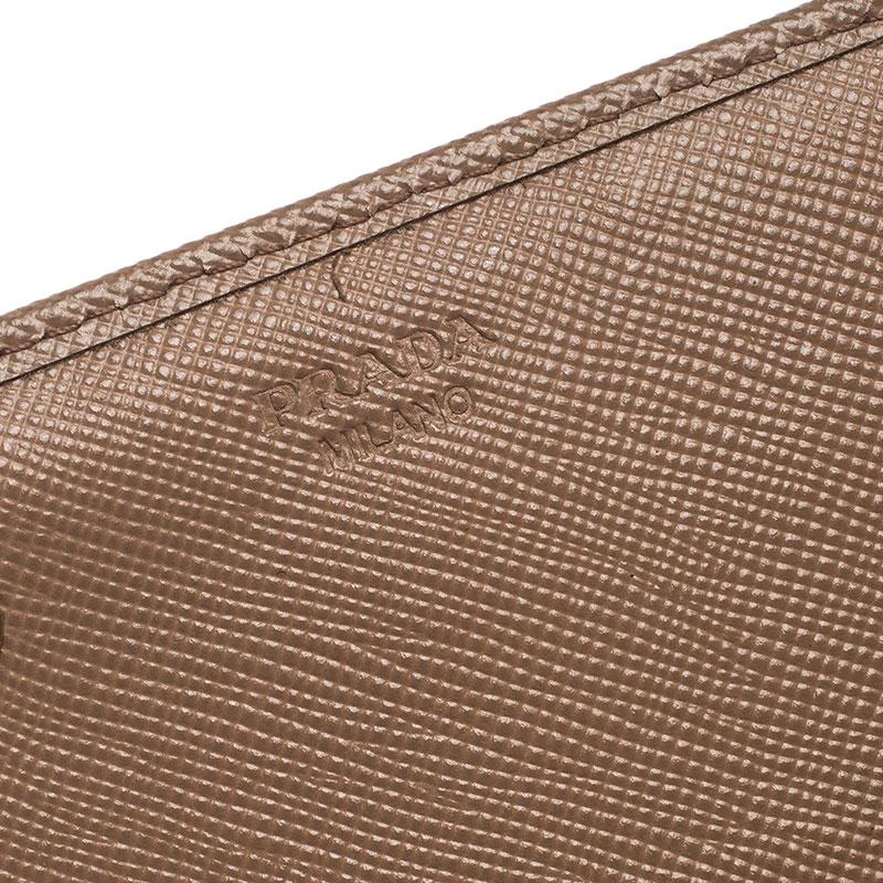 Prada Beige Saffiano Leather Continental Flap Wallet 5