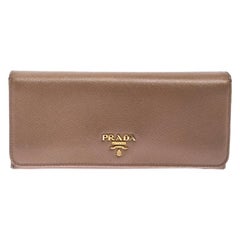 Prada Beige Saffiano Leather Continental Flap Wallet