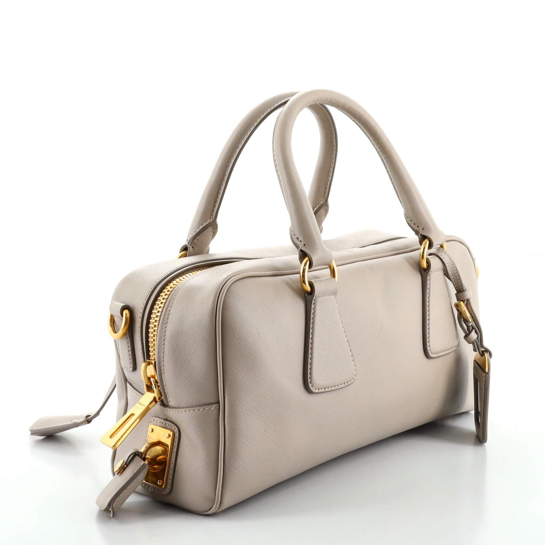 Prada Beige Saffiano Leder Ost West Convertible Bauletto Tasche


68230MSC