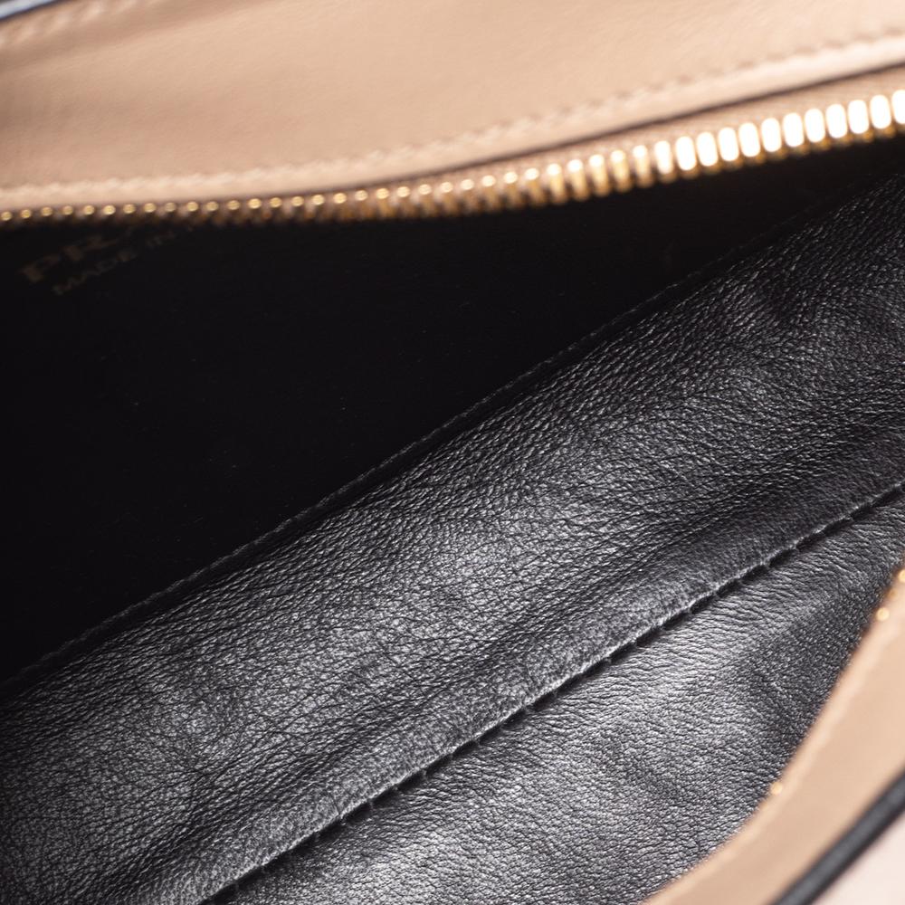 Prada Beige Saffiano Leather Esplanade Shoulder Bag 3
