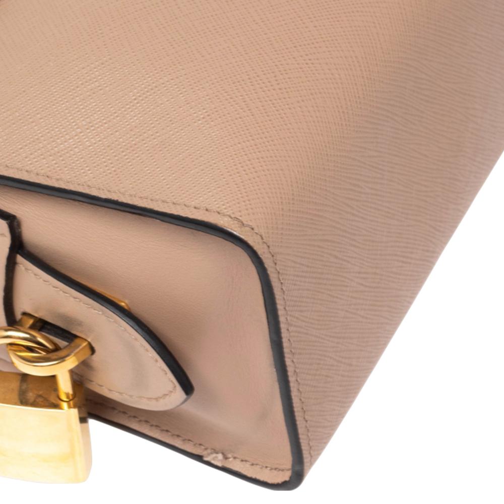 Women's Prada Beige Saffiano Leather Esplanade Shoulder Bag