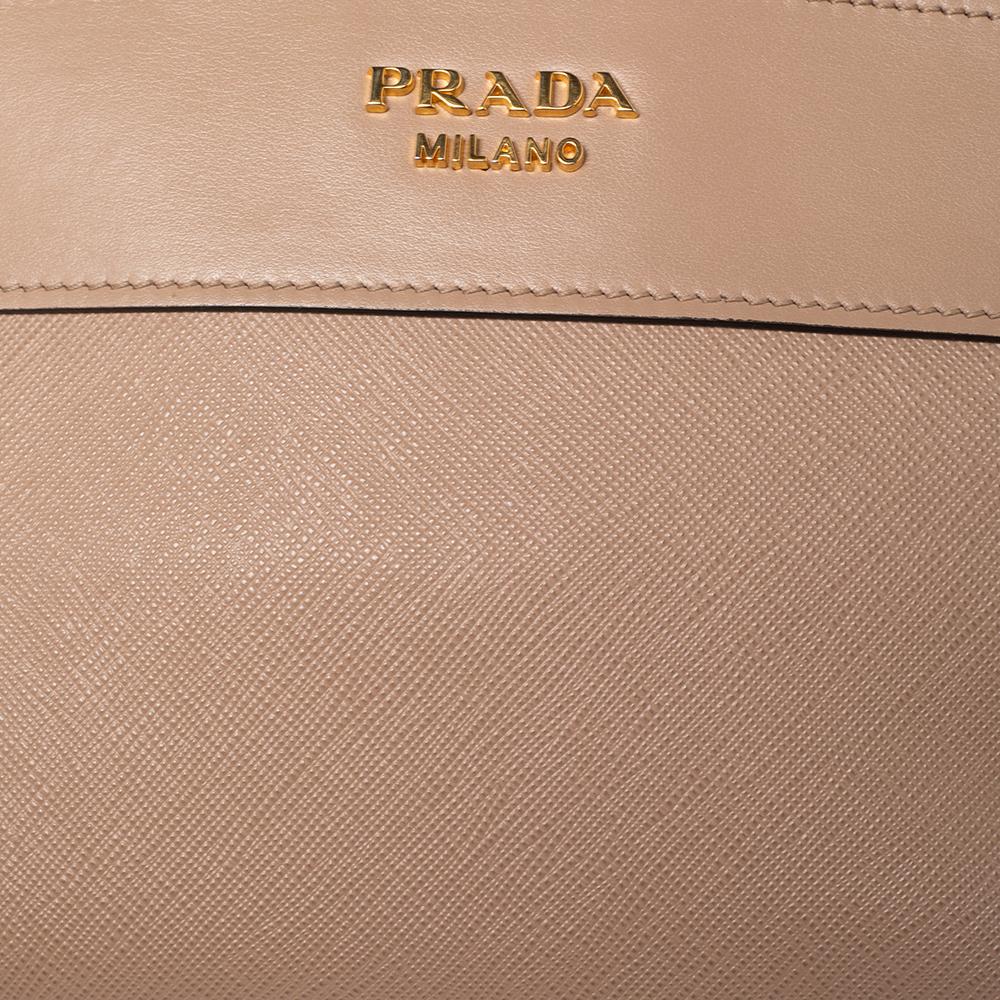 Prada Beige Saffiano Leather Esplanade Shoulder Bag 1