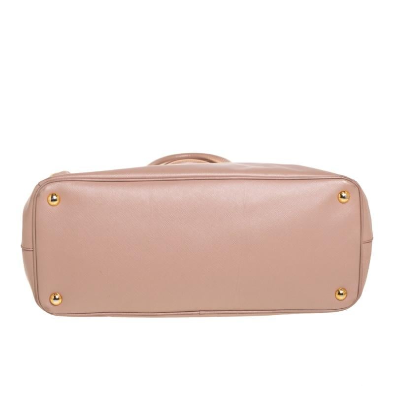 Prada Beige Saffiano Leder Medium Galleria Tragetasche mit doppeltem Reißverschluss 1