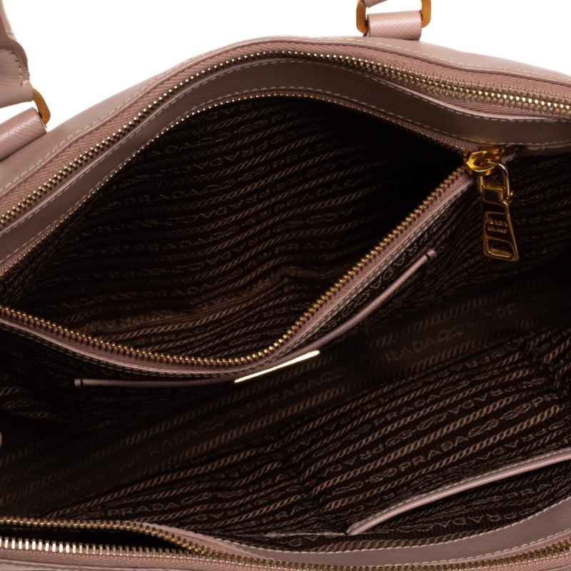 Prada Beige Saffiano Leder Medium Galleria Tragetasche mit doppeltem Reißverschluss 3
