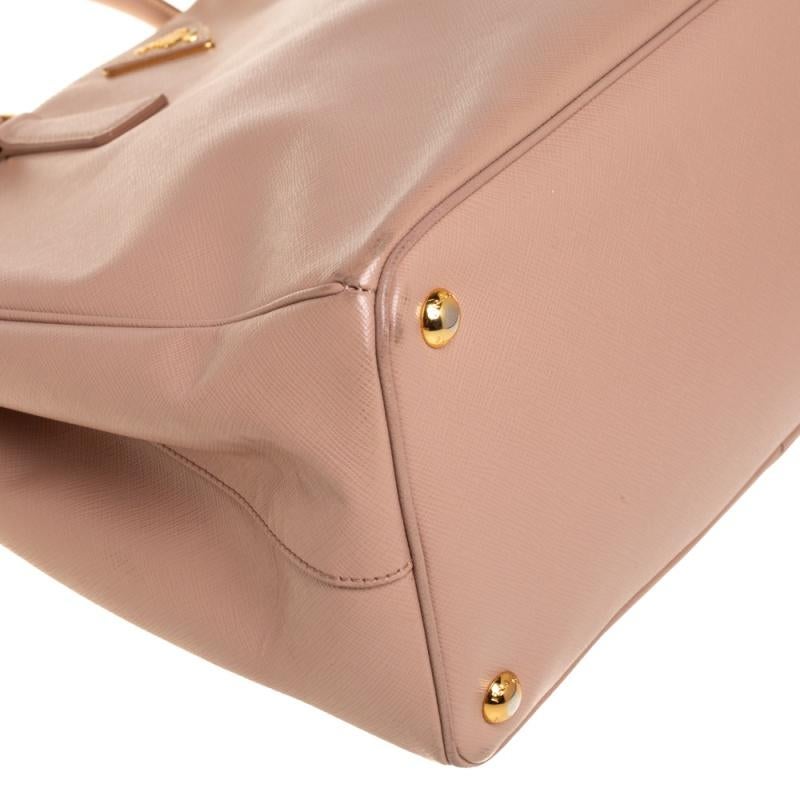 Prada Beige Saffiano Leder Medium Galleria Tragetasche mit doppeltem Reißverschluss 4